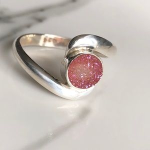 Ring Celestial Red Aura Druzy SterlingSilver